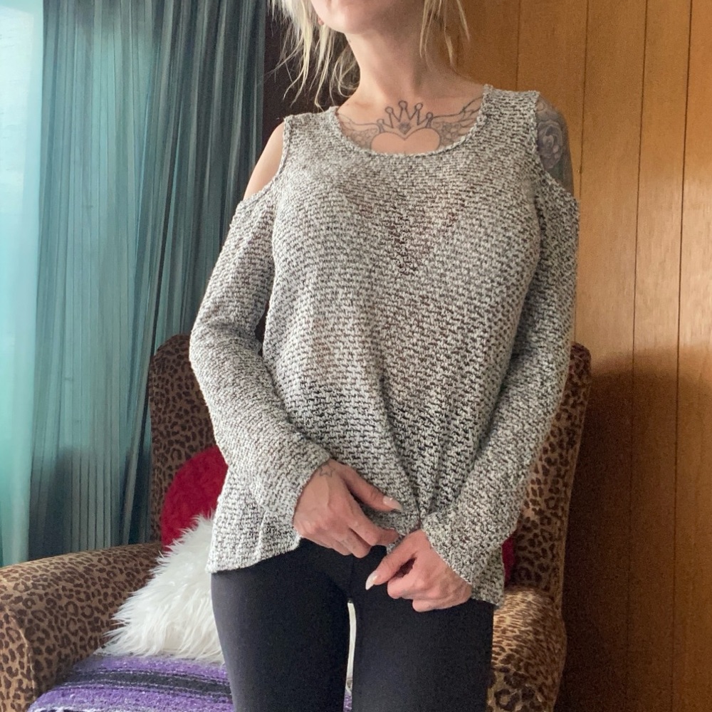 Soft knit cut out long sleeved sweater